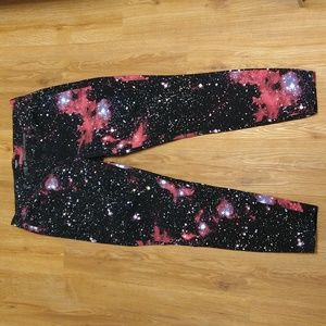 Torrid, black white pink purple galaxy jeans, size 14R, skinny, used, womens